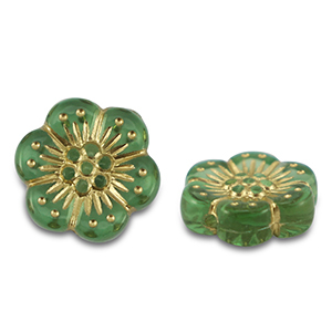 Acrylperlen Blume Green-gold