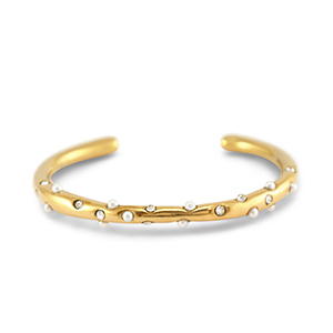 Armb&auml;nder aus Stainless Steel - Rostfreiem Stahl Bangle mit Imitation Perlen Gold