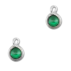 Anh&auml;nger Kristallglas Rund Emerald green-silver