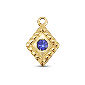 BY31&reg; Stainless Steel - Rostfrei Stahl Anh&auml;nger Rhombus Gold-sapphire blue