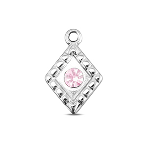 BY31&reg; Stainless Steel - Rostfrei Stahl Anh&auml;nger Rhombus Silver-soft pink opal
