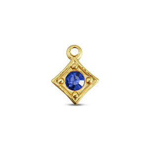 BY31&reg; Stainless Steel - Rostfrei Stahl Anh&auml;nger Rhombus Gold-sapphire blue