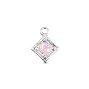 BY31&reg; Stainless Steel - Rostfrei Stahl Anh&auml;nger Rhombus Silver-soft pink opal
