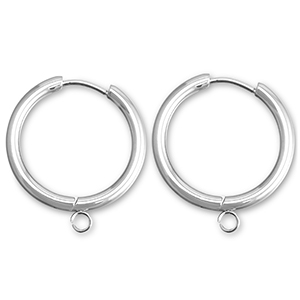 Ohrringe aus Stainless Steel - Rostfreiem Stahl Creolen mit &Ouml;se 19mm Silver