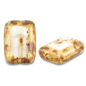 B&ouml;hmische Perlen TCB Rectangle 12x8mm Transparent- white