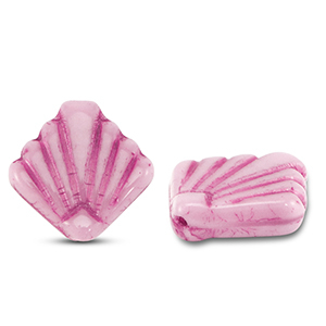 B&ouml;hmische Perlen Diafan 17mm Pink-fuchsia