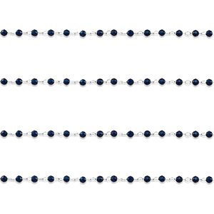 Stainless Steel - Rostfrei Stahl Schmuckzubeh&ouml;r Gliederkette Rund Silver-dark blue