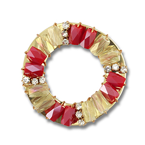 Top Facett Anh&auml;nger Rund Red-transparent AB-gold