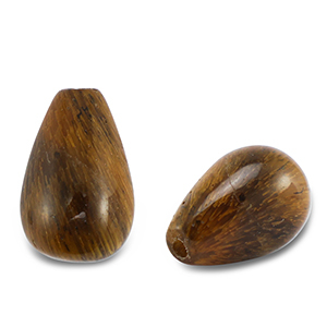 Naturstein Perlen Tigerauge Tropfen Golden brown