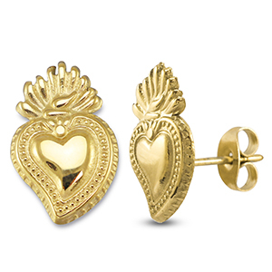 Ohrringe aus Stainless Steel - Rostfreiem Stahl Ohrstecker Herz Gold