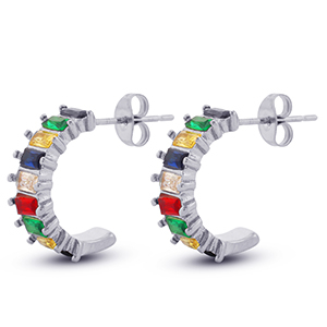 Ohrringe aus Stainless Steel - Rostfreiem Stahl Ohrstecker Silver-multicolour