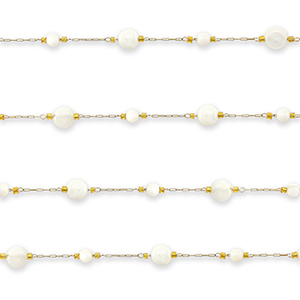 Stainless Steel - Rostfrei Stahl Schmuckzubeh&ouml;r Gliederkette Rund Gold-off white