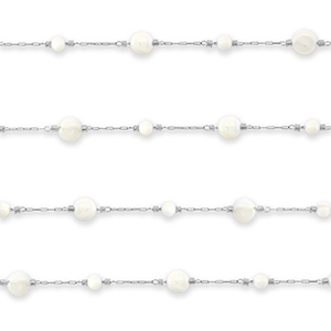 Stainless Steel - Rostfrei Stahl Schmuckzubeh&ouml;r Gliederkette Rund Silver-off white