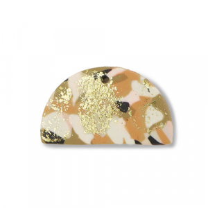 Polymer Anh&auml;nger Halbrund Brown-pink-white-gold