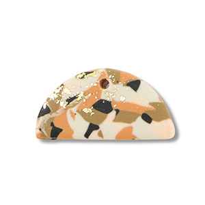 Polymer Anh&auml;nger Halbrund Brown-pink-white-gold