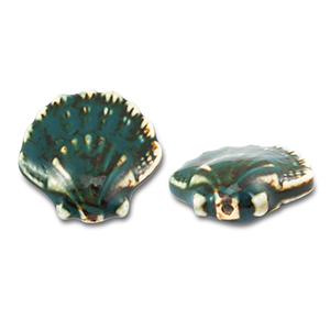 Perlen Keramik Muschel Green-brown