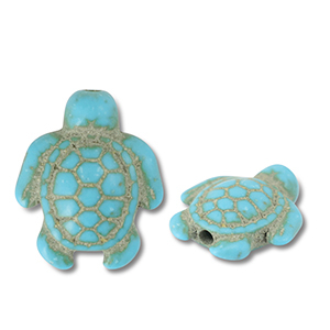 Perlen Keramik Schildkr&ouml;te Turquoise blue