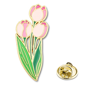 Anstecker Tulpen Pink-green-gold
