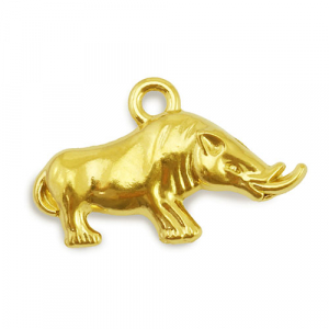 Stainless Steel - Rostfrei Stahl Anh&auml;nger Nashorn Gold