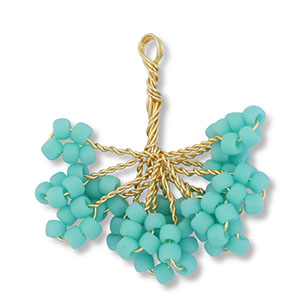 Anh&auml;nger Glasperlen Blume Gold-turquoise
