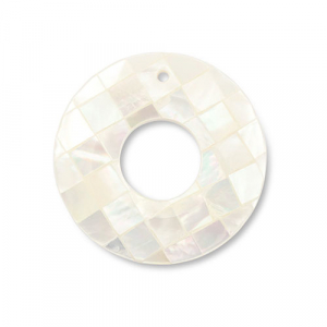Muschel Anh&auml;nger Donut White (Naturliche Farbe Muschel)