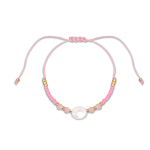 Trendy Fusskettchen Gemischte Perlen Pink-white-gold