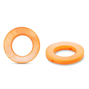 Muschel Perlen 20mm Rund Orange