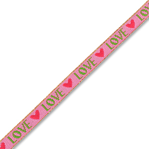 BY31&reg; Schmuckband mit Text "Love" Dark pink-green-red-gold