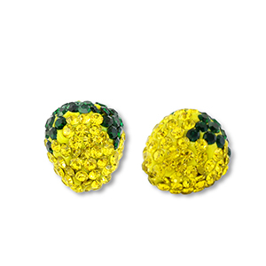 Acryl Perlen mit Strass Zitrone Yellow-dark green