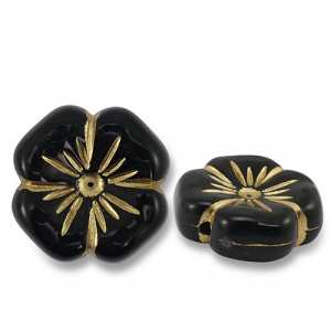 Acrylperlen Blume Black-gold