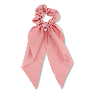 Scrunchie-Stoff Haargummi mit langem Band Coral pink