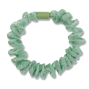 Scrunchie-Stoff Haargummi mit Strass shiny Jade green