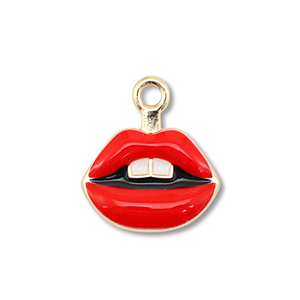 Metall Anh&auml;nger Enamel Kiss Gold-red