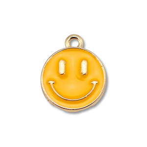 Metall Anh&auml;nger Enamel Smiley Gold-light orange
