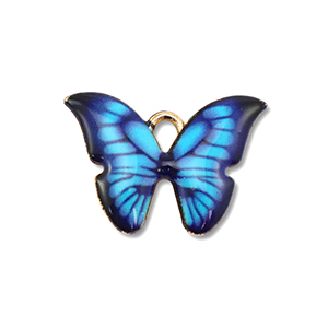Metall Anh&auml;nger Enamel Schmetterling Gold-blue-black