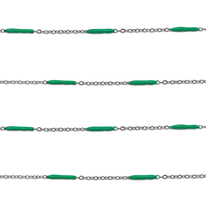 Stainless Steel - Rostfrei Stahl Schmuckzubeh&ouml;r Gliederkette L&auml;nglich Silver-green
