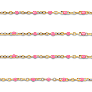 Stainless Steel - Rostfrei Stahl Schmuckzubeh&ouml;r Gliederkette 1mm Gold-pink