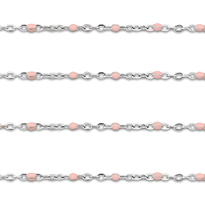 Stainless Steel - Rostfrei Stahl Schmuckzubeh&ouml;r Gliederkette 1mm Silver-light pink