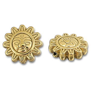 Stainless Steel - Rostfrei Stahl Perlen Blume mit Gesicht Gold