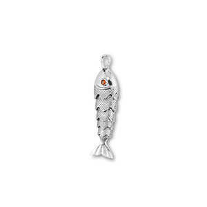 Brass TQ Metall Anh&auml;nger Fisch Silver-orange