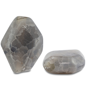 Naturstein Perlen Chalcedon Irregular Grey