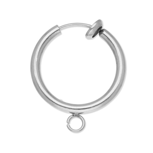 Stainless Steel - Rostfrei Stahl Schmuckzubeh&ouml;r Clip-Creolen mit &Ouml;se 16mm Silver