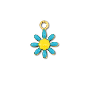 Stainless Steel - Rostfrei Stahl Anh&auml;nger Blume Gold-blue-yellow