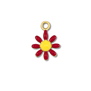 Stainless Steel - Rostfrei Stahl Anh&auml;nger Blume Gold-dark red-yellow