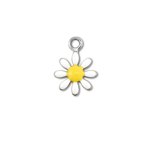 Stainless Steel - Rostfrei Stahl Anh&auml;nger Blume Silver-white-yellow