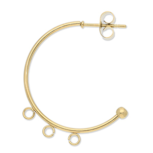 Stainless Steel - Rostfrei Stahl Schmuckzubeh&ouml;r Ohrringe Creolen mit 3 &Ouml;sen Gold