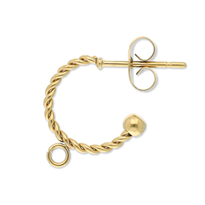 Stainless Steel - Rostfrei Stahl Schmuckzubeh&ouml;r Ohrringe Creolen Twisted mit &Ouml;se Gold