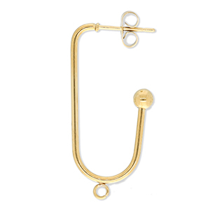 Stainless Steel - Rostfrei Stahl Schmuckzubeh&ouml;r Ohrringe / Ohrstecker Lang Oval mit &Ouml;se Gold