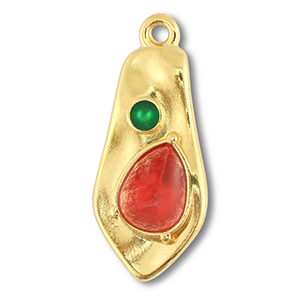 Metall Anh&auml;nger DQ Irregular Gold (Nickelfrei)-red-green