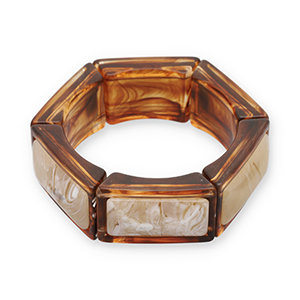 Resin-Armb&auml;nder Hexagon Transparent amber brown-off white-beige